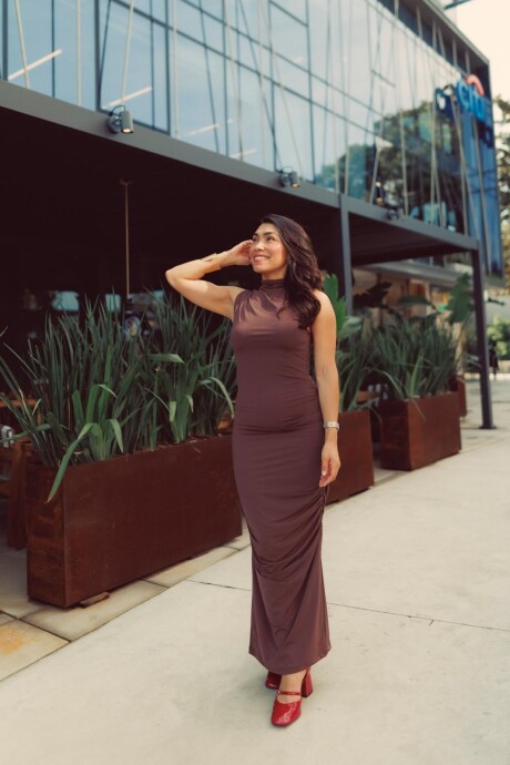 Vestido Drapeado Francis Marrón