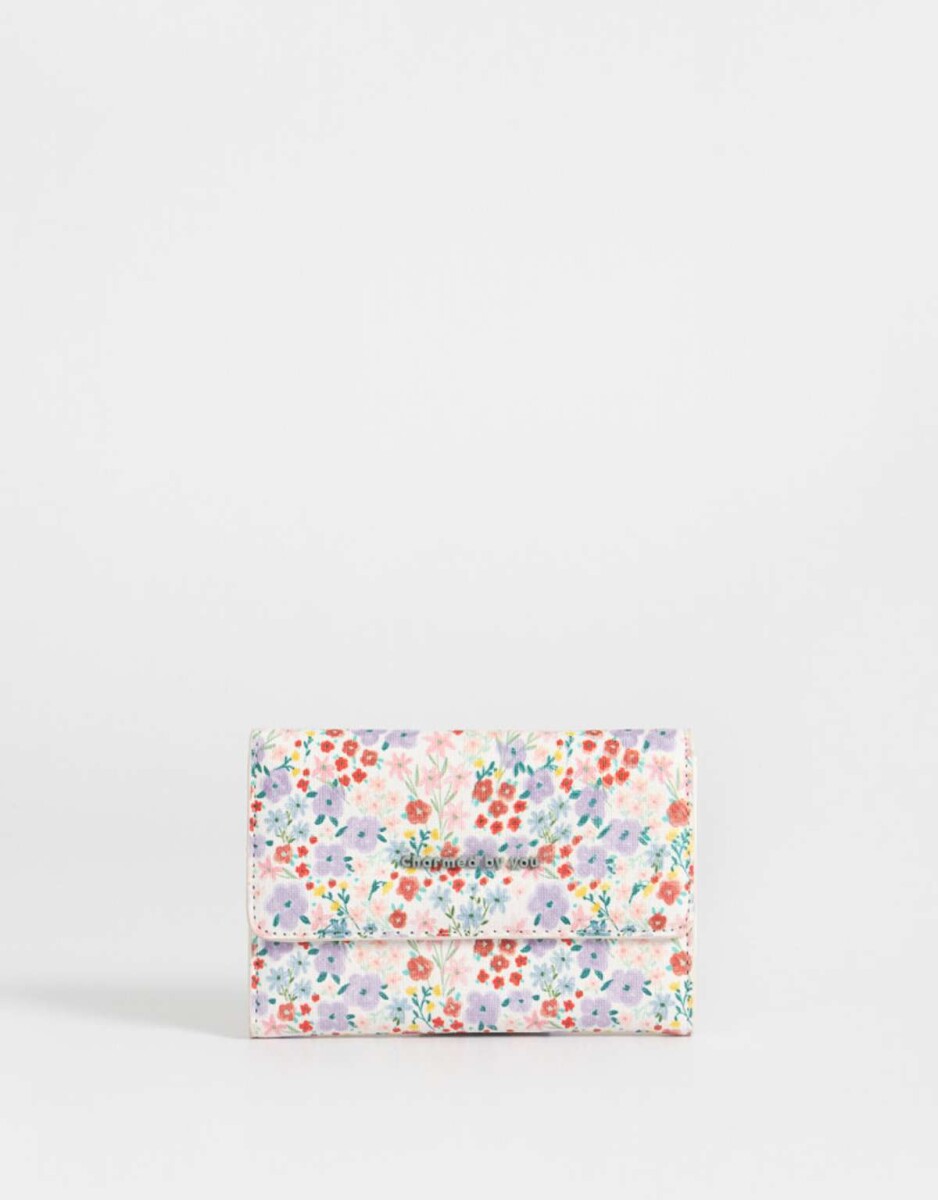 Billetera Color Block - Estampado Flores 