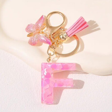 Llavero de letras F rosa