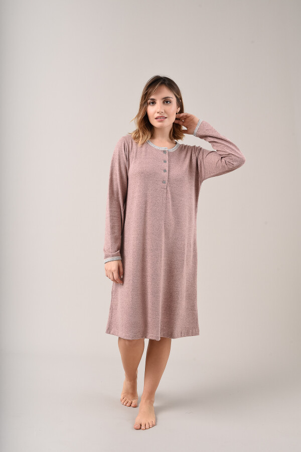 Camisón en Lanilla con Botones Beige