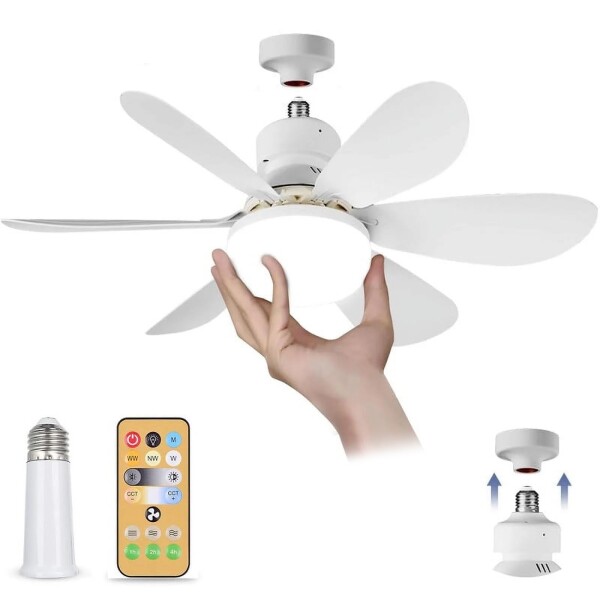 Ventilador Techo Lampara Luz Led 30W Control Remoto 6 Aspas Variante Color Blanco