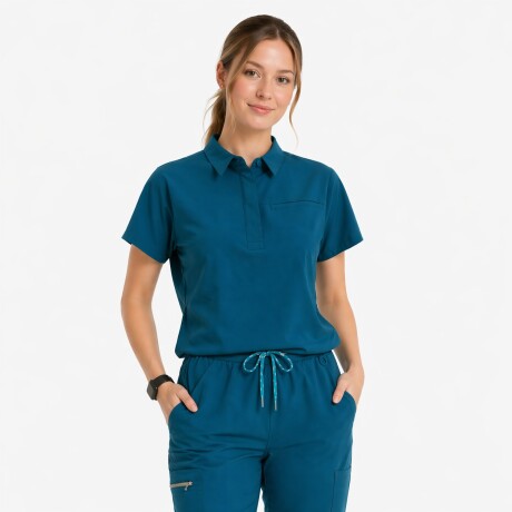 Casaca polo con botón Dama Petróleo
