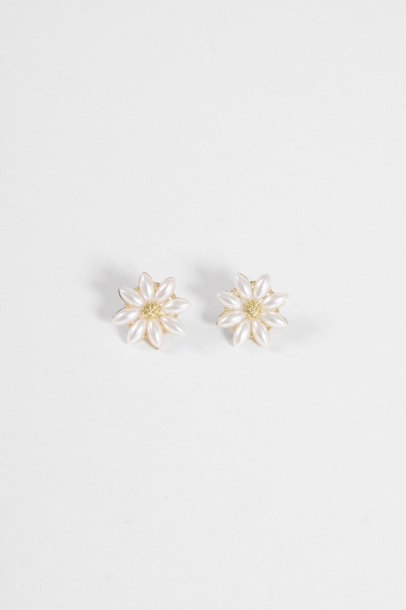 Caravanas flor perla dorado