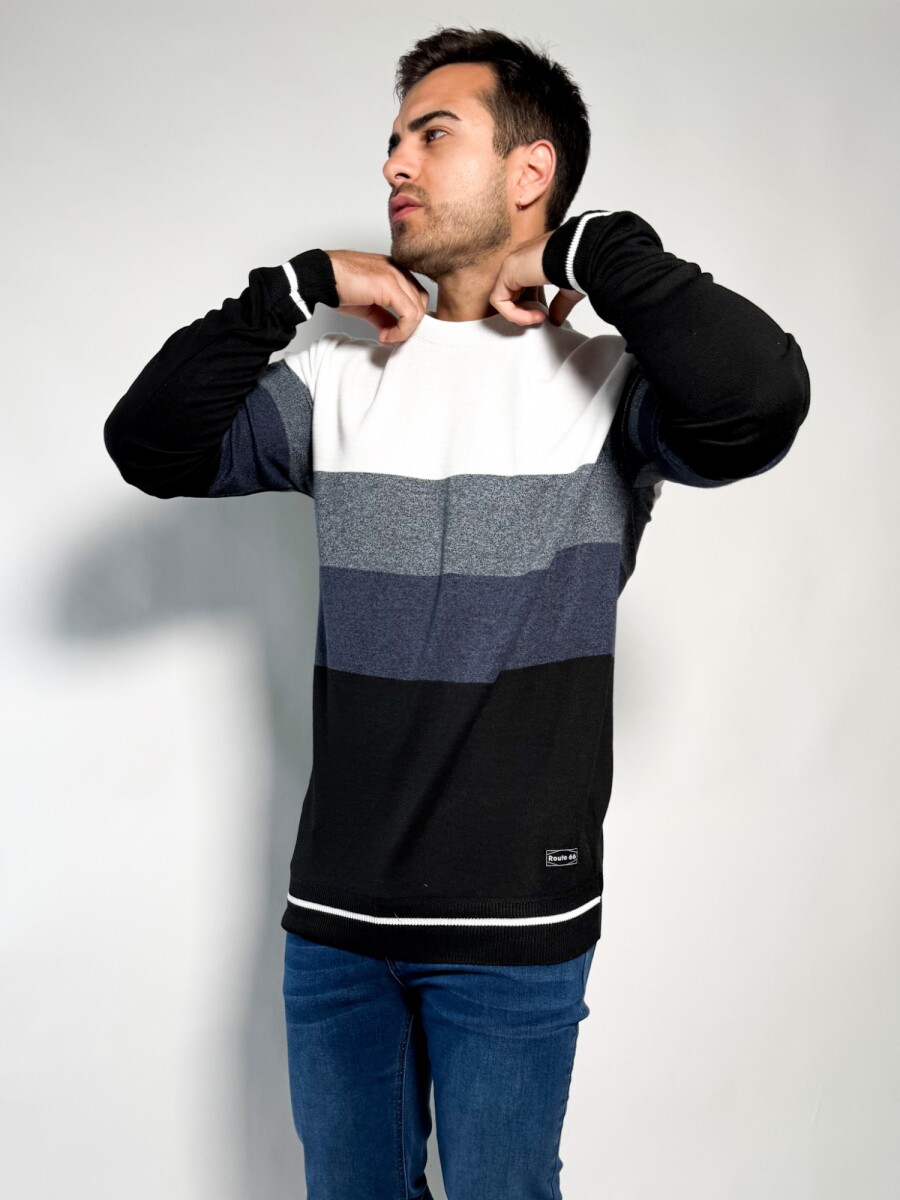 Sweater rayado tejido Pedro - Blanco 
