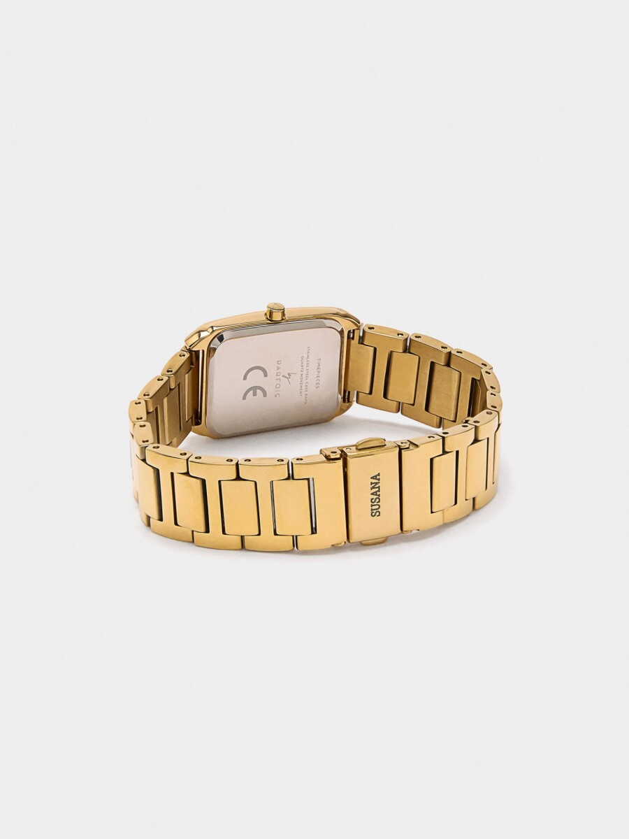 Reloj Rectangular Pulsera De Acero Inoxidable dorado