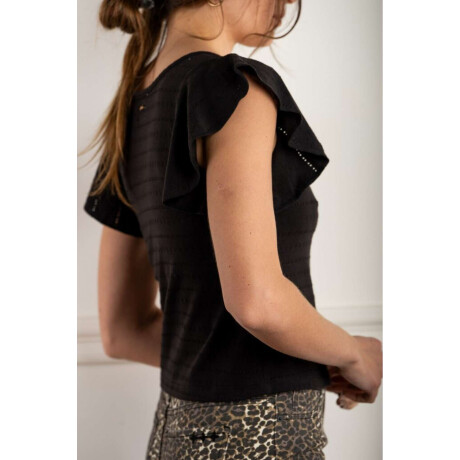 Top Texturao Manga Volado Negro