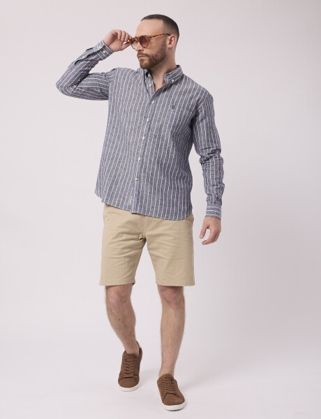 Camisa m/l rayada marino