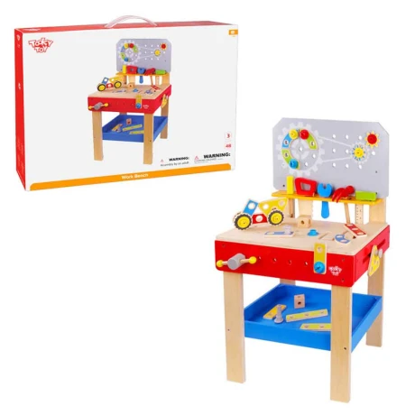 Banco de herramientas Tooky Toy con engranajes y cuñas 001