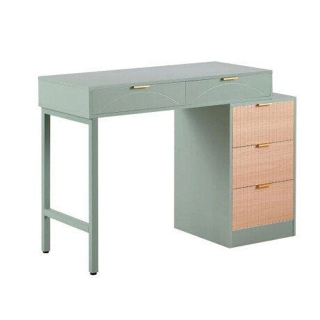 Escritorio Clautra con 5 cajones de metal verde y cafe Escritorio Clautra con 5 cajones de metal verde y cafe