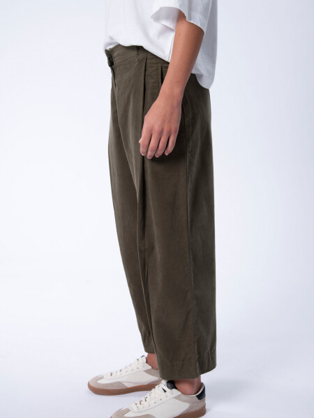 Pantalón de micropana ancho pinzas Verde