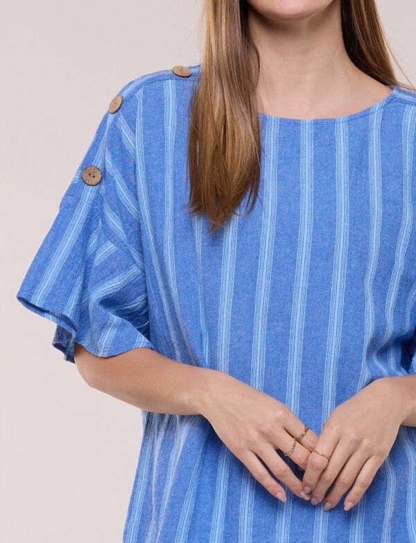 Blusa Holgada Con Botones AZUL/MULTI
