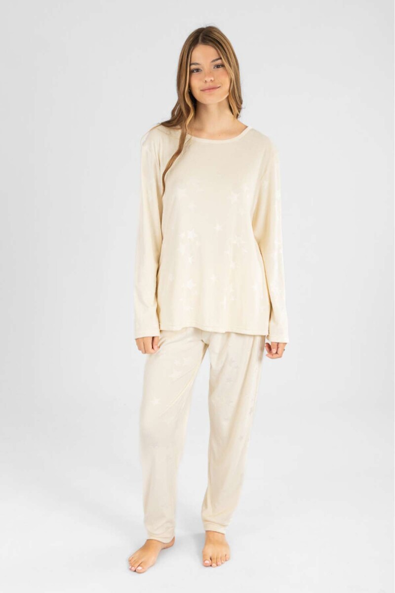 Pijama velour estrellas - Marfil 