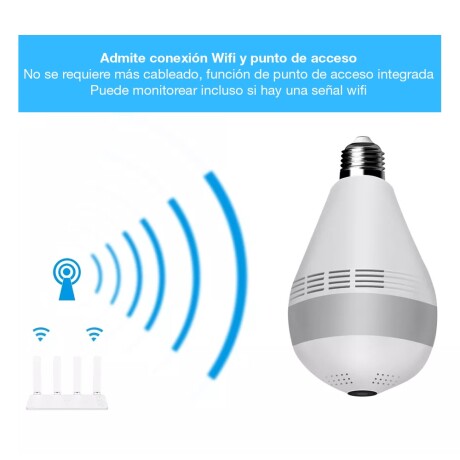 Cámara Lámpara Espía HD 360° Luz Wifi App Audio Video Graba Blanco