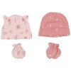 Set de 2 gorros y 2 mitones gerber rosado