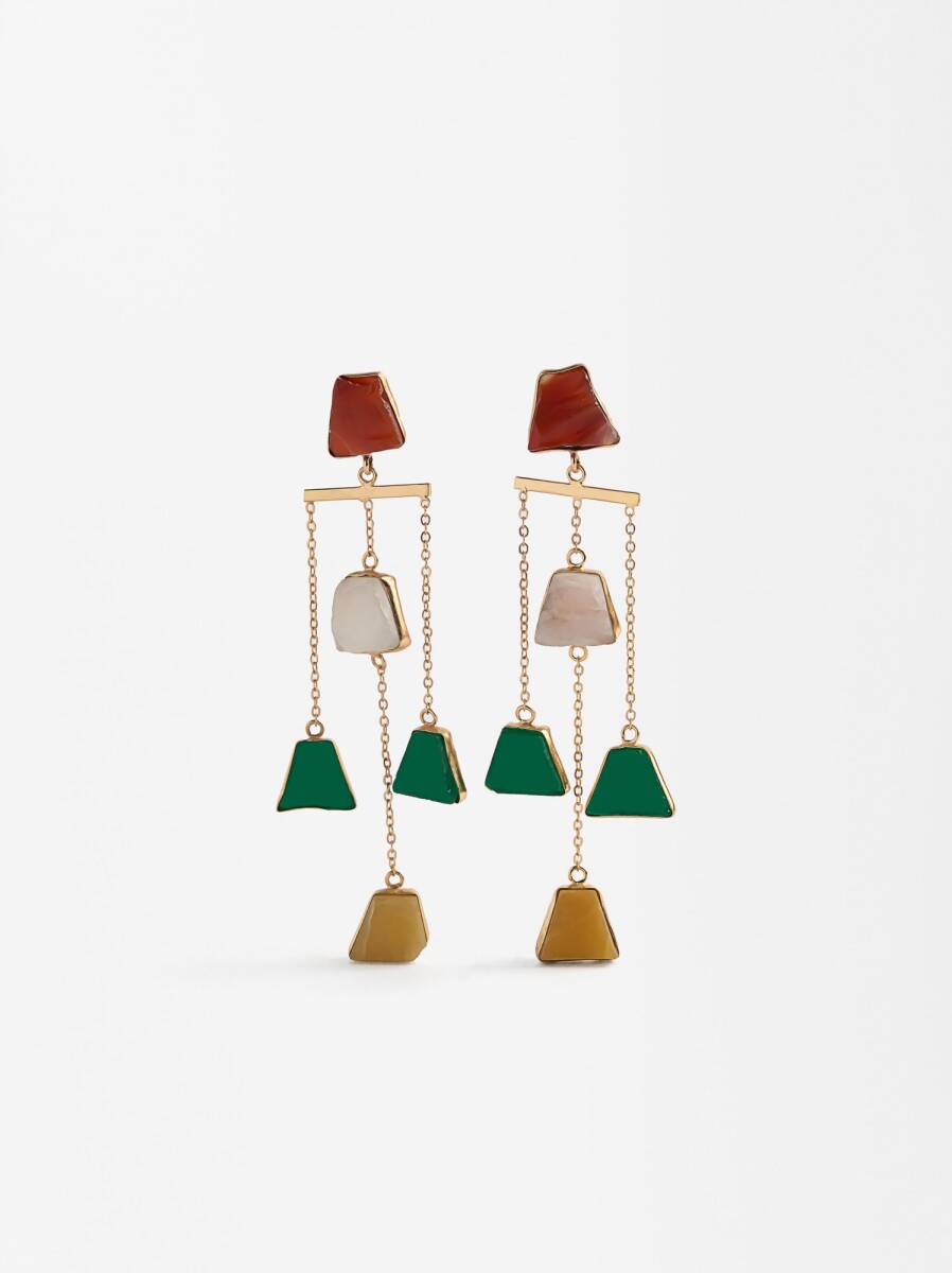 Pendientes Largos Con Piedras - multicolor 
