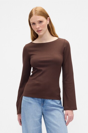 Remera Cuello Bote Mujer Dark Brown