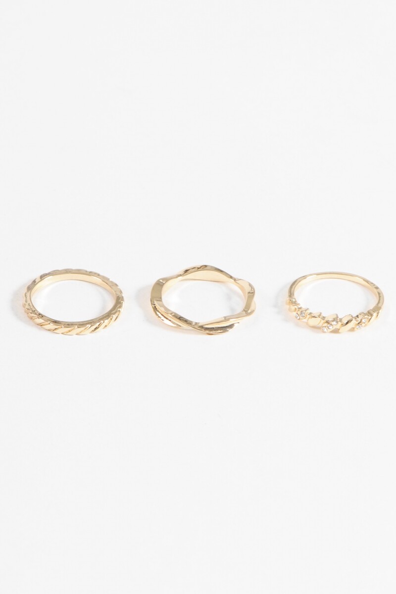 Set anillos wavy dorado