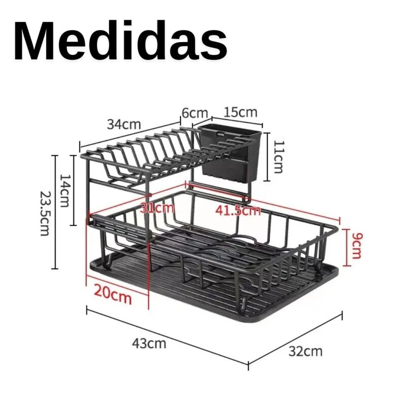 Escurridor Secaplatos Vajilla 2 Niveles Platos Con Desague Escurridor Secaplatos Vajilla 2 Niveles Platos Con Desague
