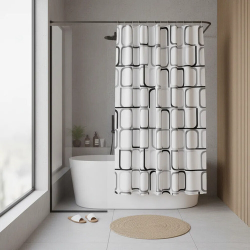 Cortina peva baño cuadros 180x180 cm +12 ganchos Cortina peva baño cuadros 180x180 cm +12 ganchos