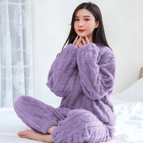Conjunto Pijama Jogging Peluche Abrigo Buzo Pantalón Violeta