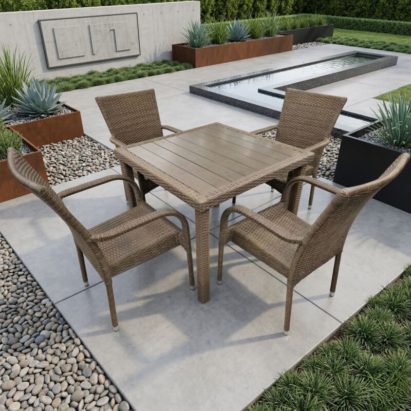 JGO JARDIN C/MESA CUAD BEIGE COMB 5PZAS Unica