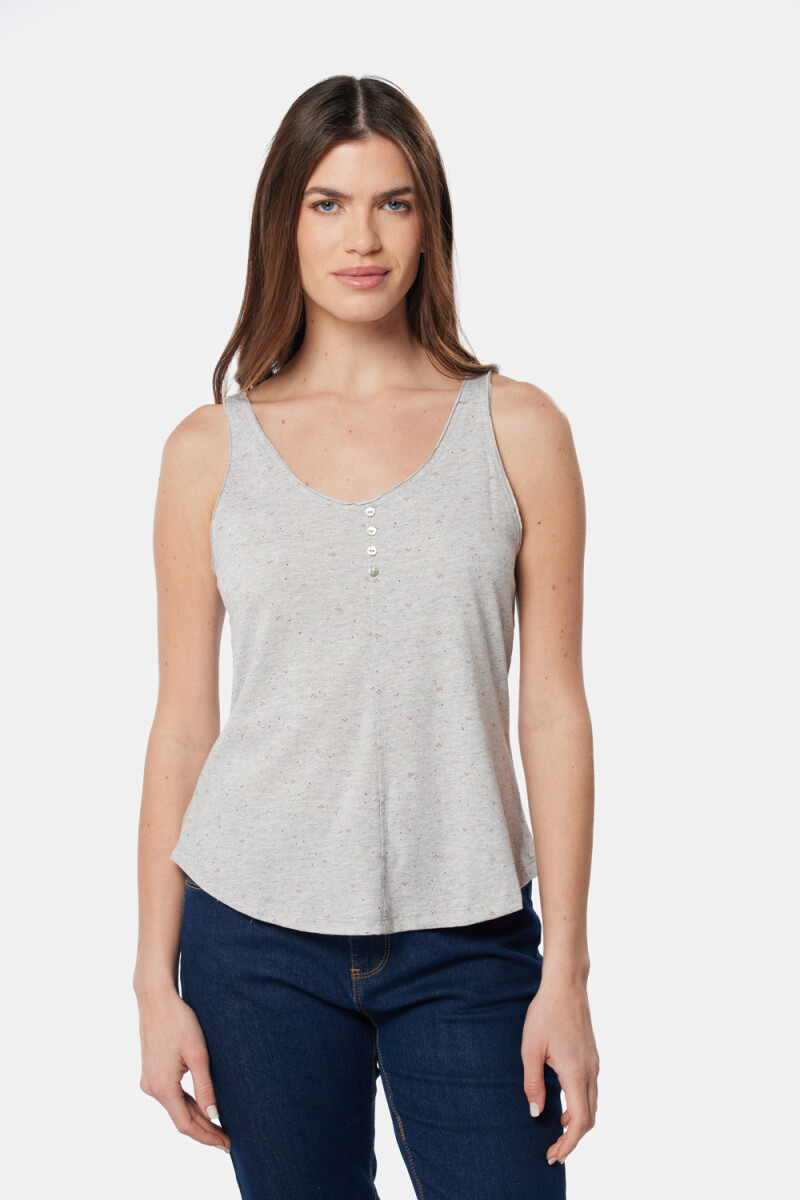 MUSCULOSA CON BOTONES - Gris 