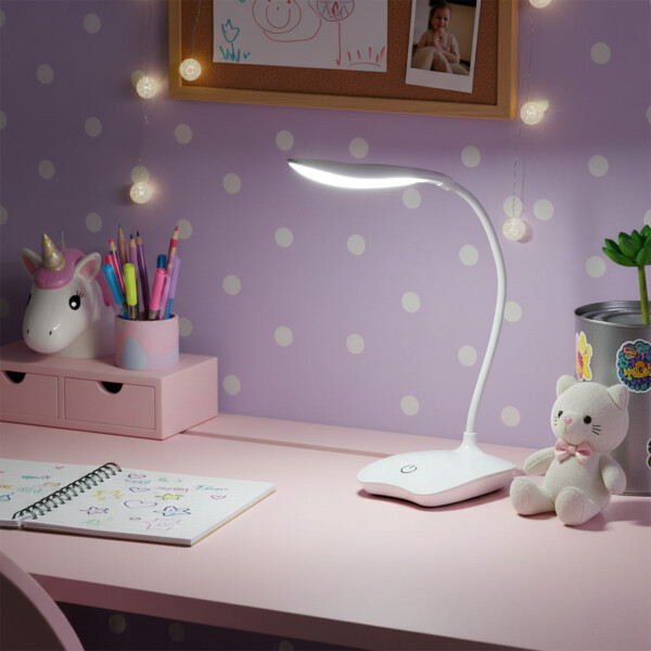 Lampara Led Con Base Mesa Escritorio Tactil Recargable Color Blanco