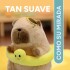 Peluche Capibara con Ropa y Acs Temáticos Vacaciones Color Marrón Amarillo Salvavidas