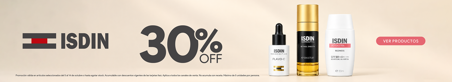Esp. Dermo - Isdin 30% off.