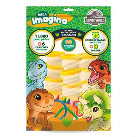 Set Libro para Colorear Masas Mega Imagina Jurassic World 001