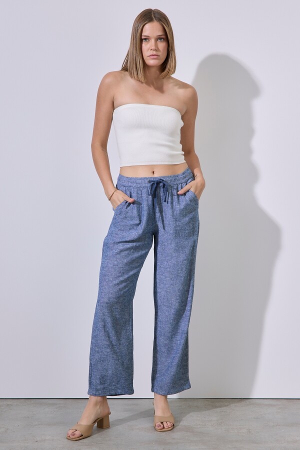 Pantalon Lino AZUL