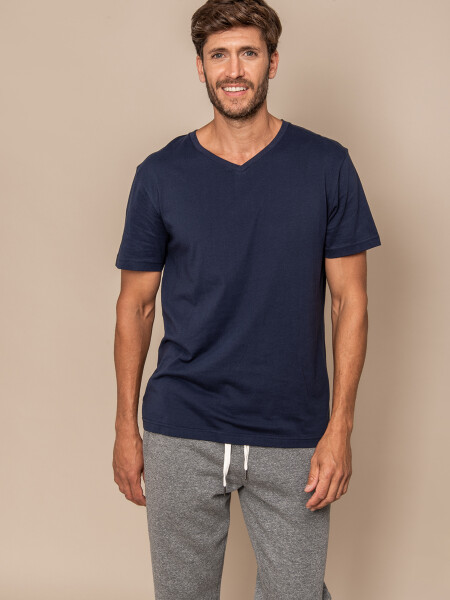 Camiseta Cuello V Azul