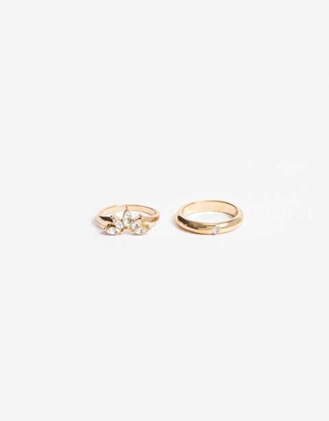 Sets Anillos Strass Set De Anillos De Metal Strass - Dorado