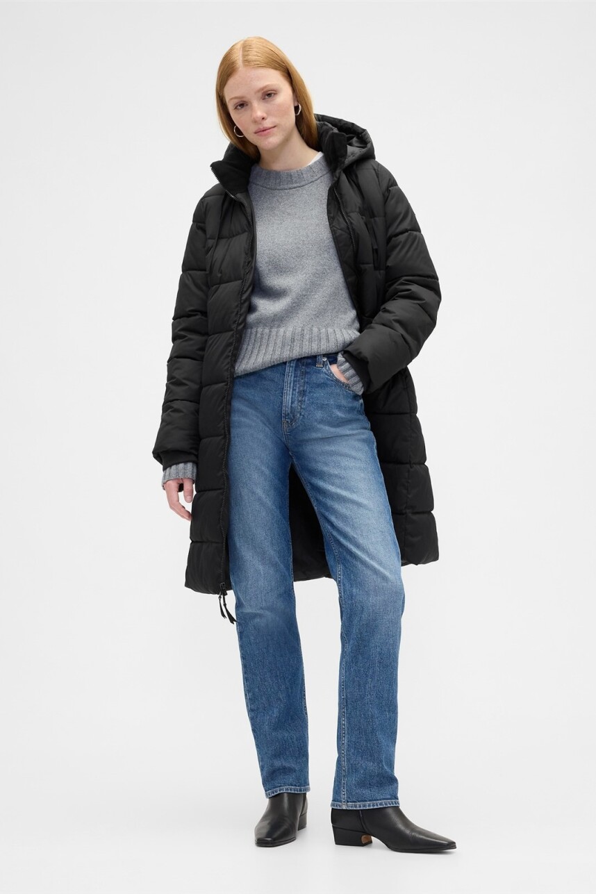 Campera Larga Puffer Mujer Black 1