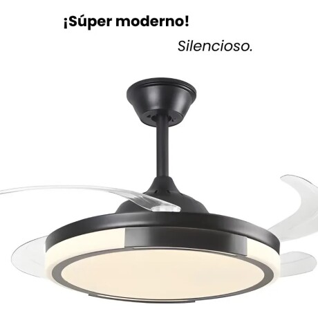 Ventilador De Techo Con Luz Retráctil Lámpara Led Control Retráctil negro