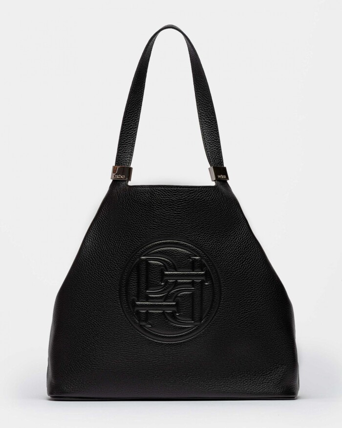 Bolso Eterial En Cuero Graneado Negro