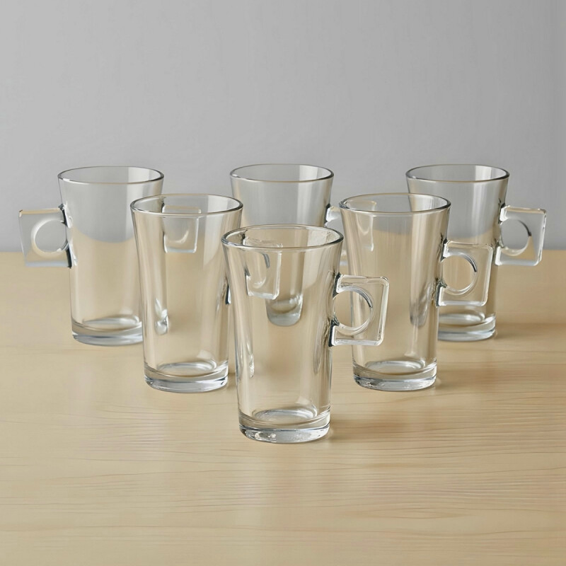 Set 6 Tazas con asa Gaiyo 250ml TRANSPARENTE