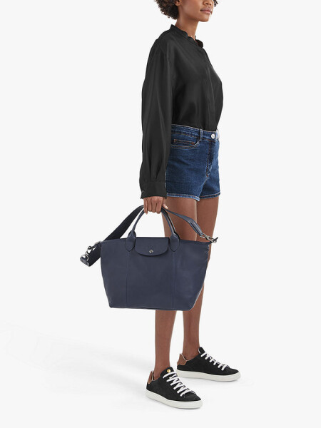 Longchamp -Cartera de cuero plegable, Le pliage cuir Azul