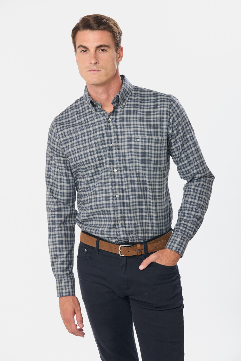 CAMISA SPORTS A CUADROS Gris