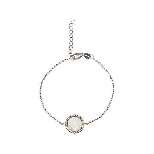 Pulsera Circulo-Plata 925-Piedra Nacar y Zirconia-PU3690 conpiedra