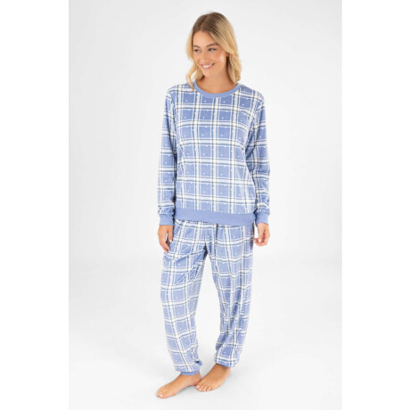 Pijama velour escoces Azul