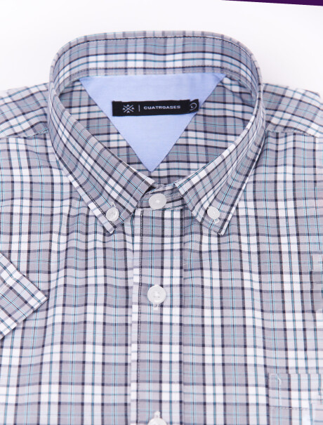 Camisa m/c cuadros gris