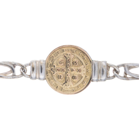 Pulsera de plata 925 y double en oro 18 ktes, SAN BENITO. Pulsera de plata 925 y double en oro 18 ktes, SAN BENITO.