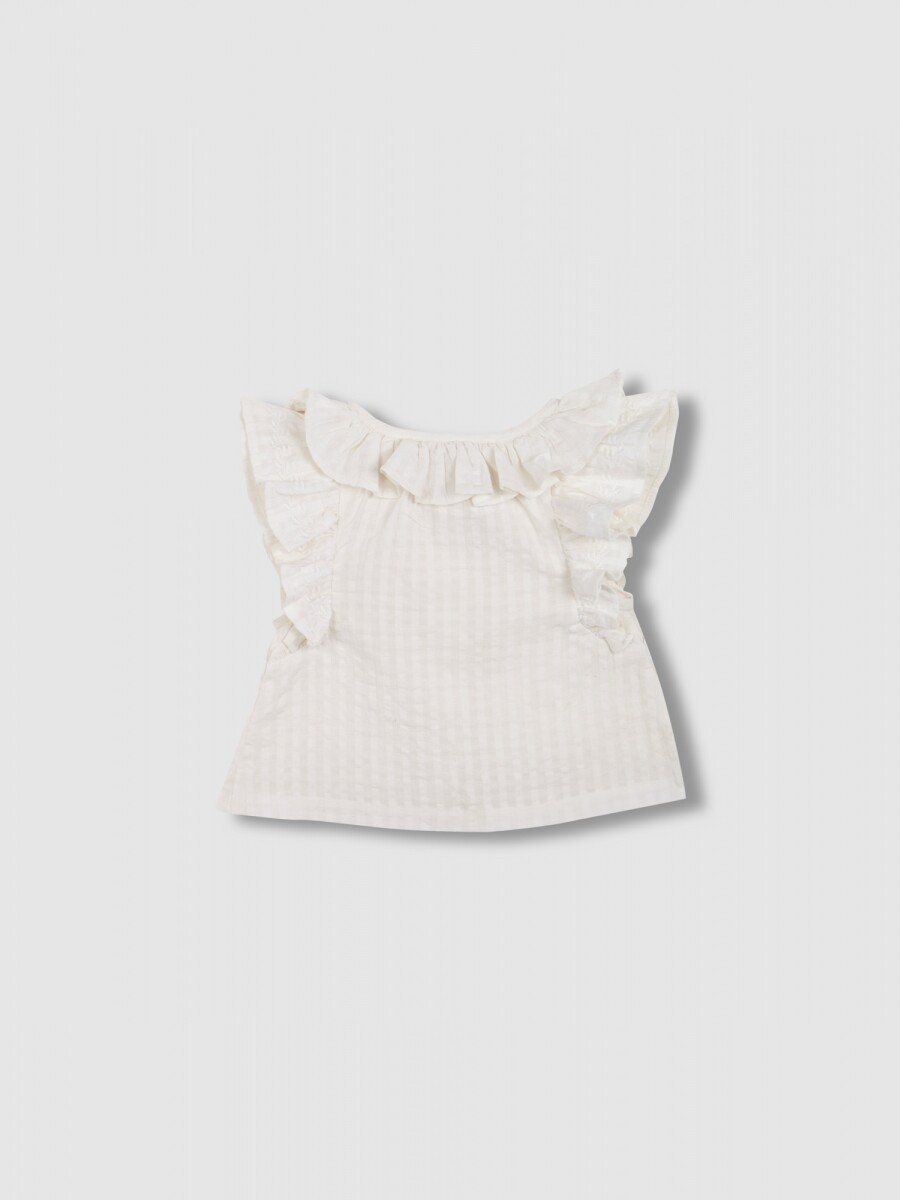 Camisa Con Cuello Y Manga Corta Con Caida Piedra