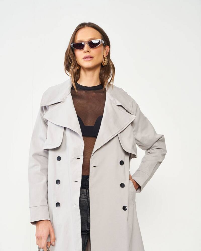 TRENCH LARGO GRIS DE JEAN GRIS