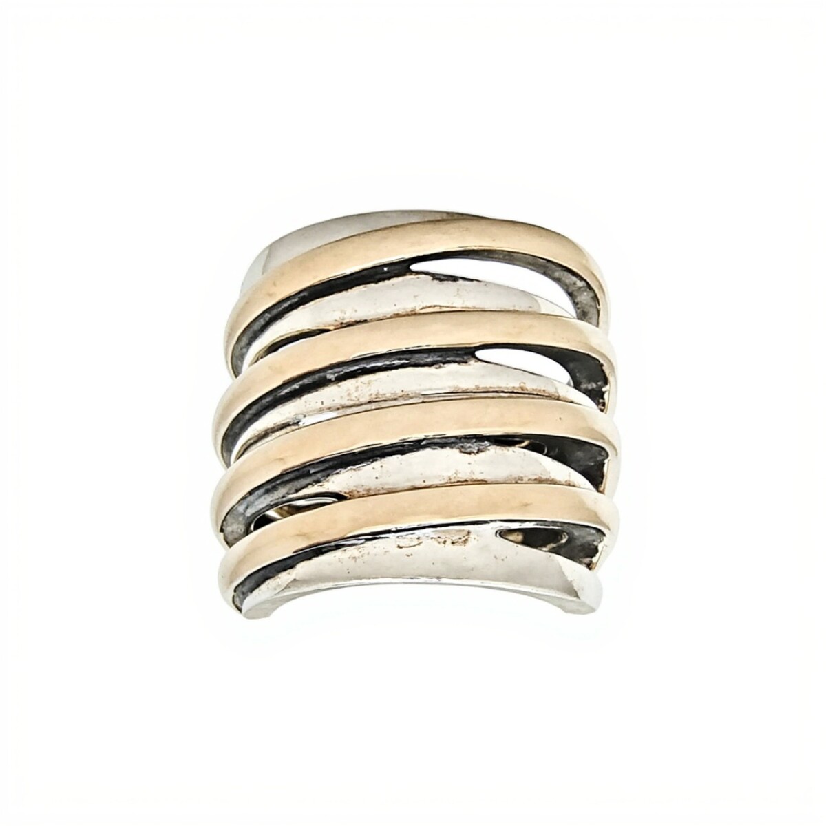 Anillo Tiras - Plata y Oro - Sin Piedra AN5429 - sinpiedra 