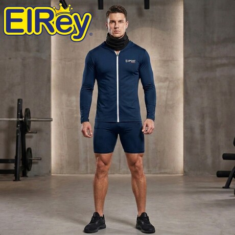Conjunto Deportivo Termico X6 Psc Remera Calza Short Azul