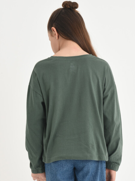 Camiseta manga larga con bordado Verde
