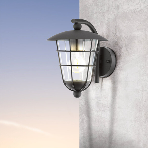 Farol pared tipo colonial negro 1XE27 IP44 PULFERO EG3192