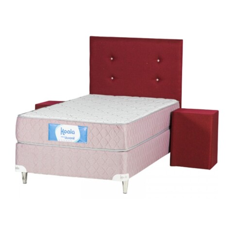 Sommier Koala Juvenil Rosa 100x190 + Cabecera Bordo + Puff Sommier Koala Juvenil Rosa 100x190 + Cabecera Bordo + Puff